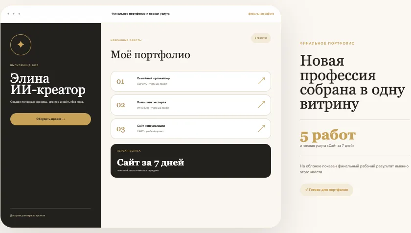 Иллюстрация модуля «Красивое портфолио и первый клиент»